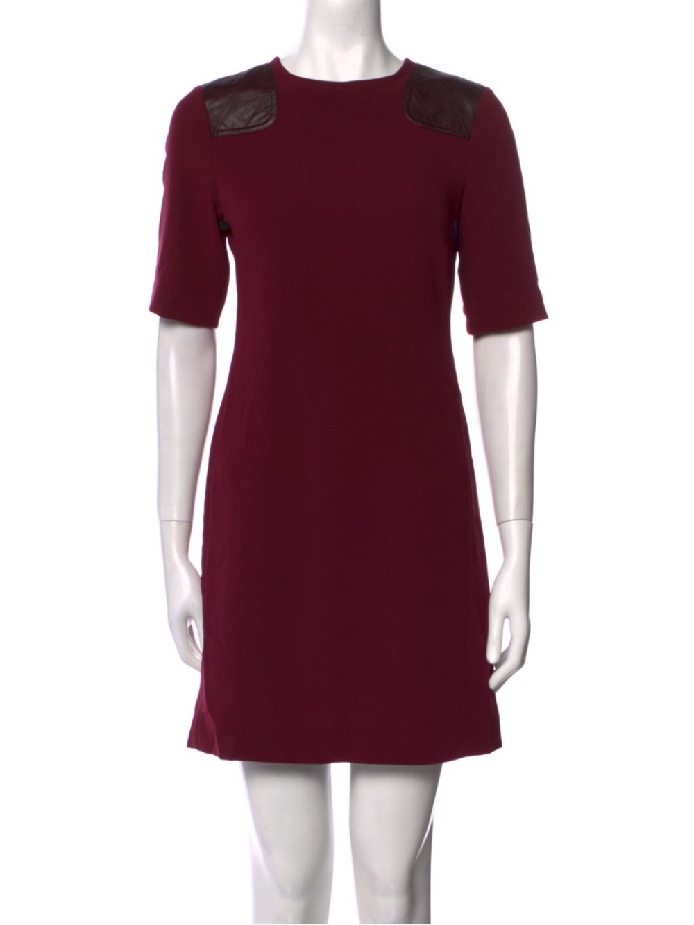 Marc Jacobs Burgundy Mini Dress with Leather Shoulder Panels XS EUC